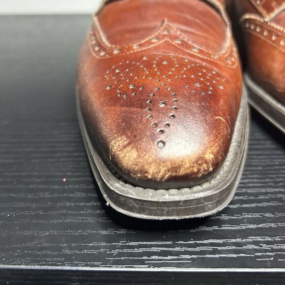 Magnanni Mens Size 11 Brown Leather Wingtip Oxford Dress Shoes - Picture 3 of 13